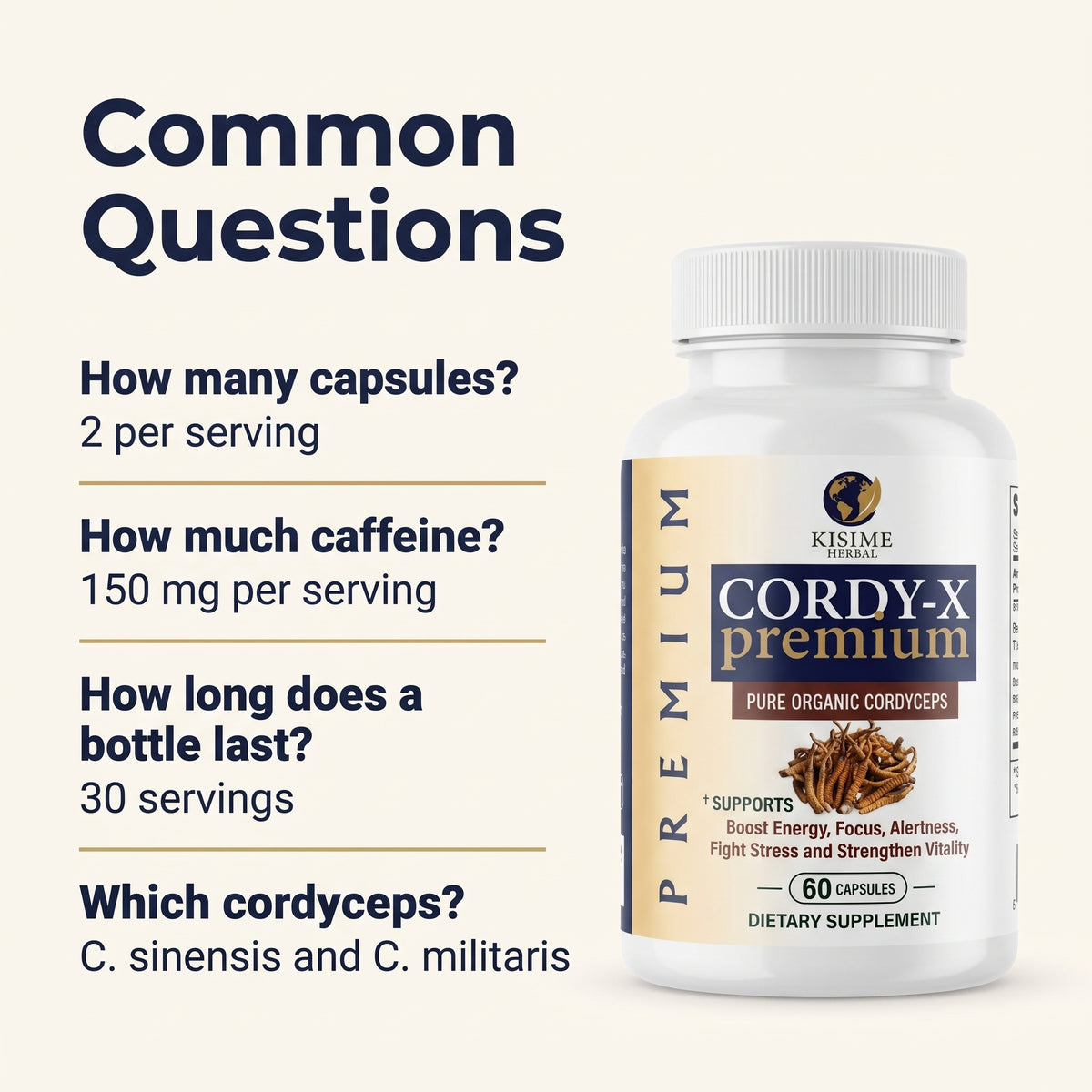 Cordy-X Premium Organic Cordyceps Capsules