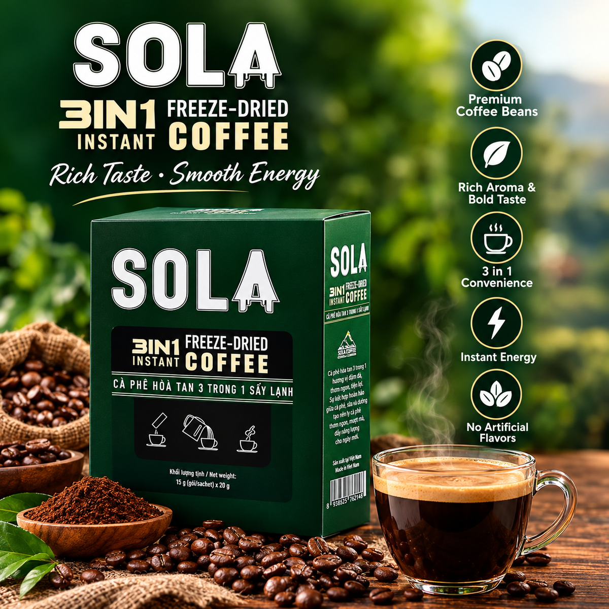 Sola 3-in-1 Instant Milk Coffee morning lifestyle image