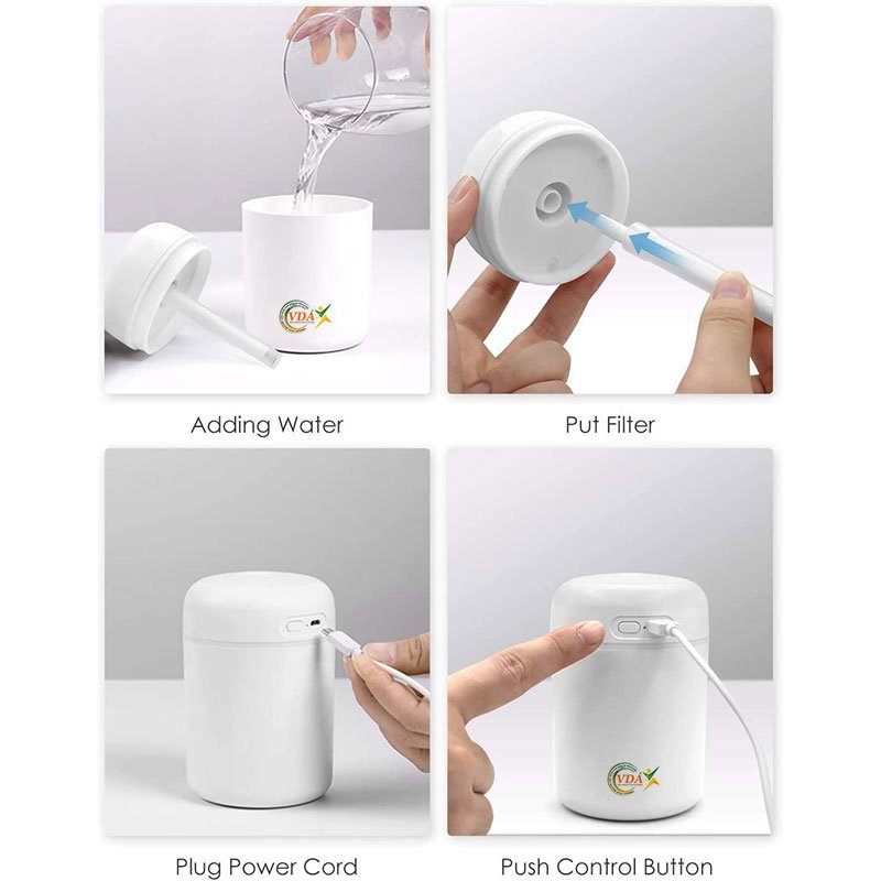 VDA-X Humidifier Colorful Cool Mini Humidifier, USB Personal Desktop Humidifier for Car, Office Room, Bedroom