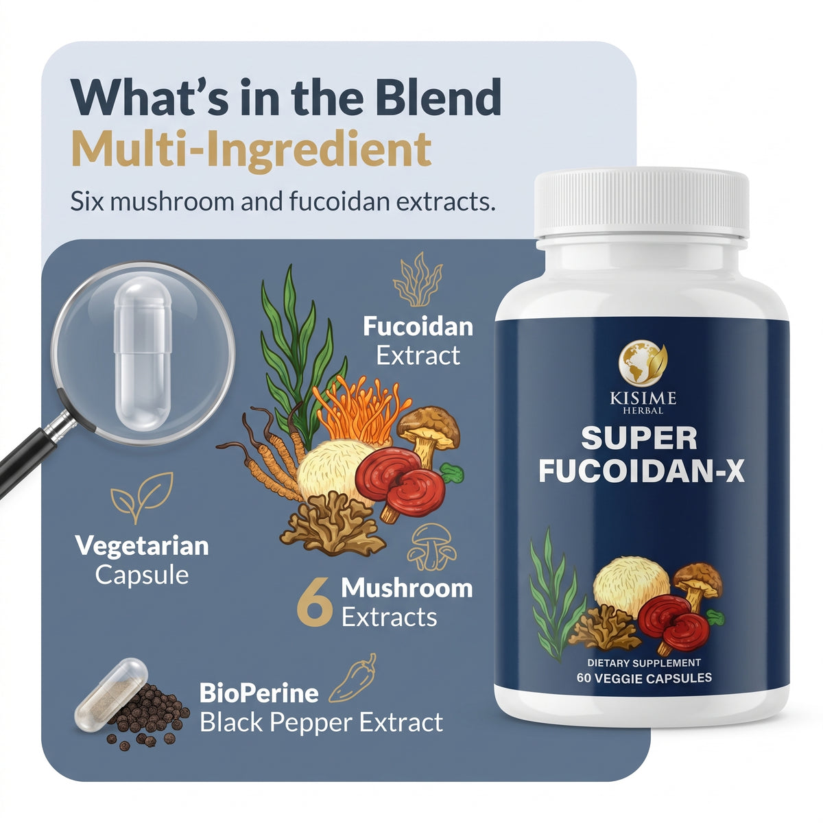 Super Fucoidan-X Fucoidan & 7-Mushroom Capsules