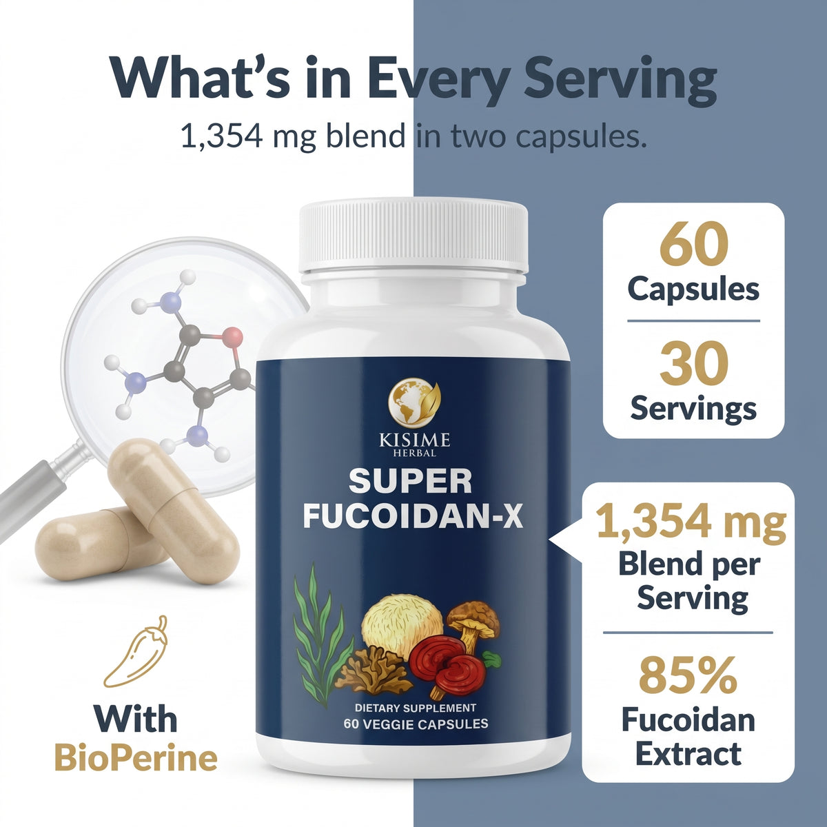 Super Fucoidan-X Fucoidan & 7-Mushroom Capsules