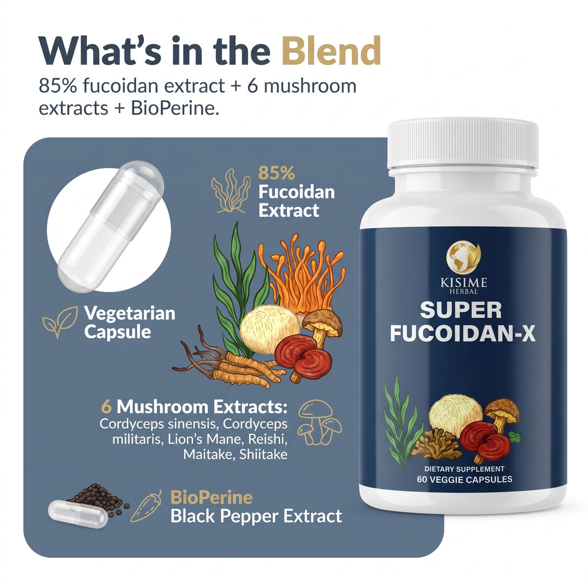 Super Fucoidan-X Fucoidan & 7-Mushroom Capsules