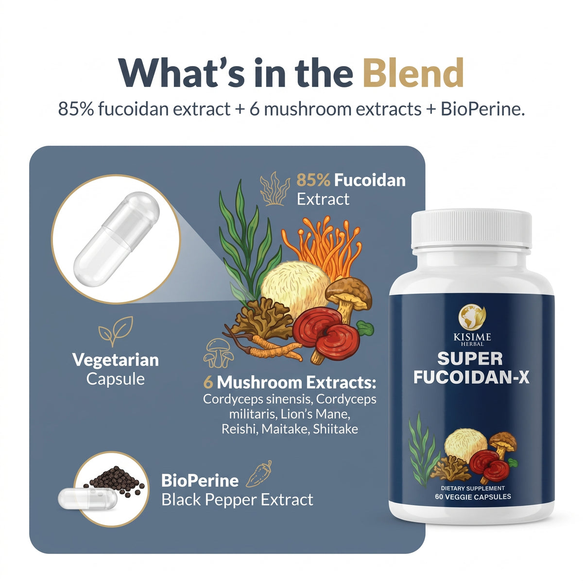 Super Fucoidan-X Fucoidan & 7-Mushroom Capsules